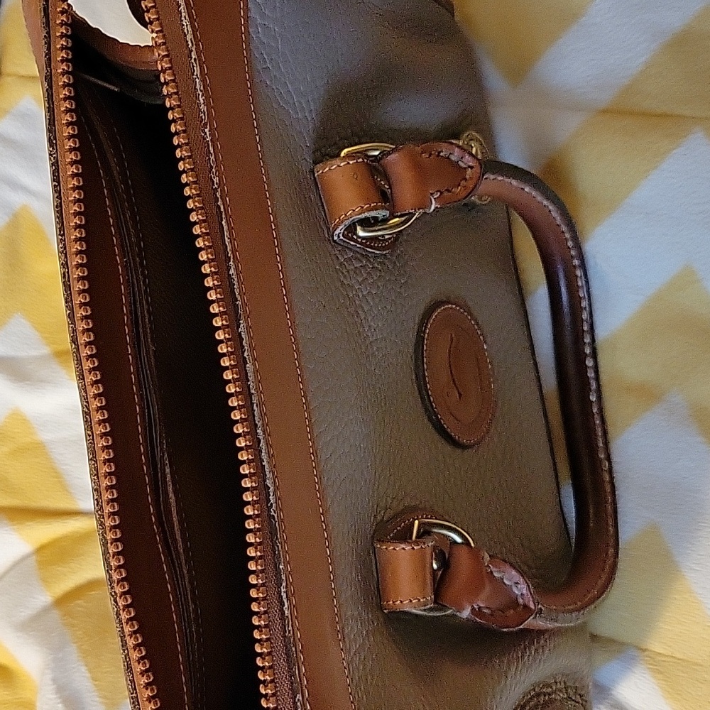 Vintage Dooney & Bourke all weather leather satchel purse 1990 with duck logo. - Picture 6 of 12